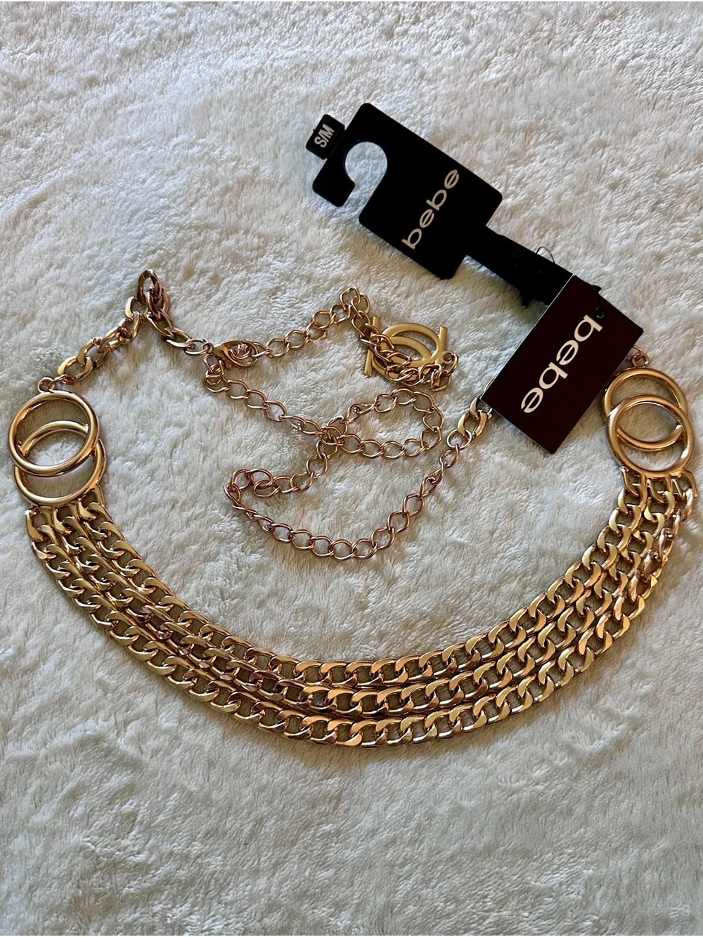 NWT Bebe Gold Chain Link Statement Belt